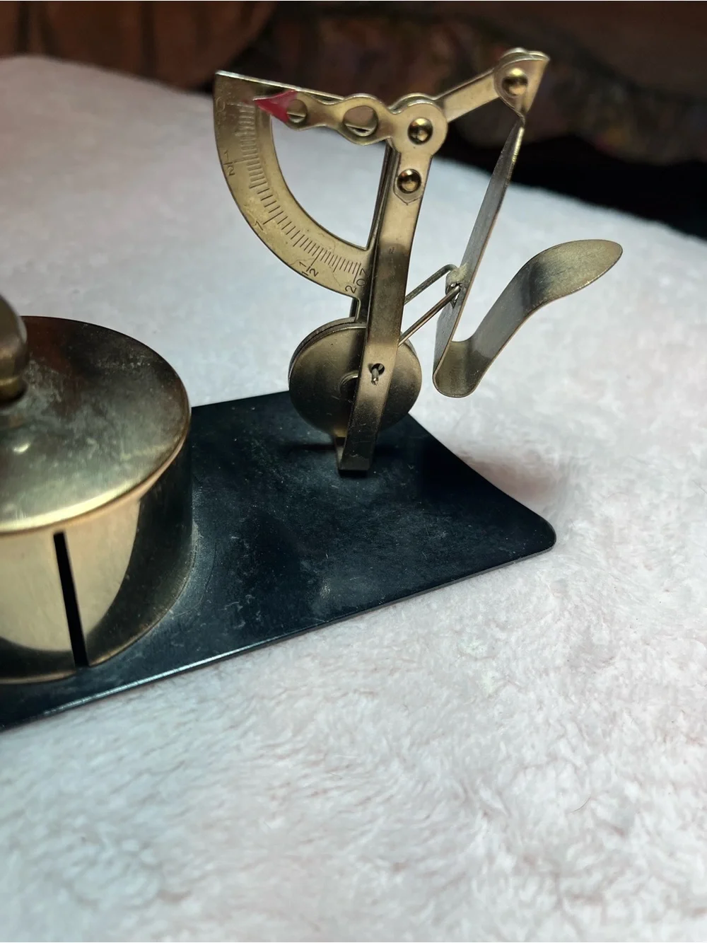 Vintage Metal Postal Letter Scale with Postage Stamp Roll Holder Dispenser Japan